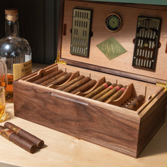 Cigar Humidor - Black Walnut with Spanish Cedar Lining - 80 Capacity